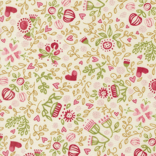 Moda Fabrics Darling Peony Robin Pickens Watercolor Scattered Lovelies  Multi Cream