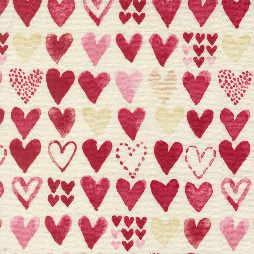Moda Fabrics Darling Peony Robin Pickens Watercolor Hearts Love Multi Cream