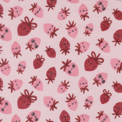 Moda Fabrics Funny Valentine Lizzy House Strawberries Pink Blush