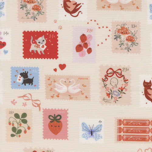 Moda Fabrics Funny Valentine Lizzy House Stamps Multi Champagne