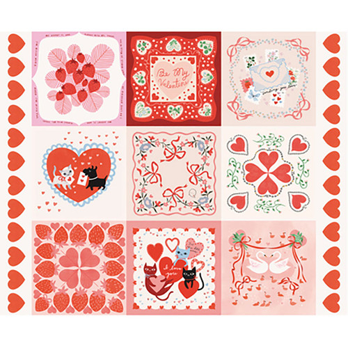 Moda Fabrics Funny Valentine Lizzy House Funny Valentines Panel Multi Panel Multi