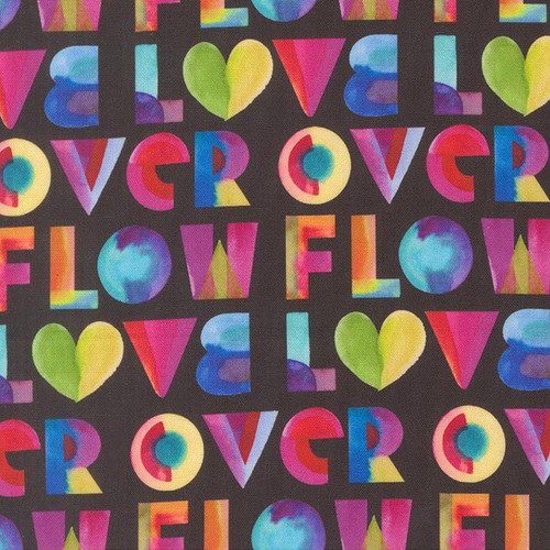 Moda Fabrics Radiant Amarilys Henderson Over Flow Love Text and Words Watercolor Geometrics Midnight