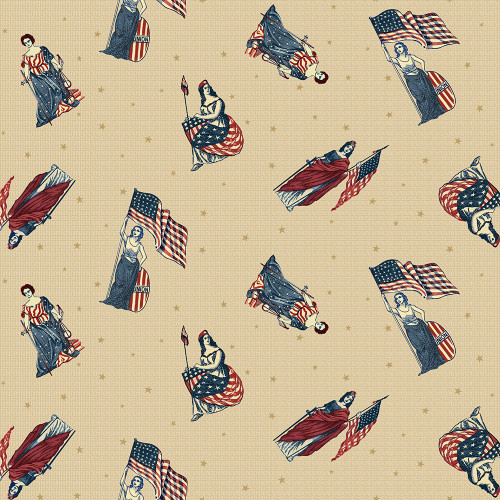 Marcus Fabrics American Icons Carrie Quinn Ladies Of Libery Patriots Beige