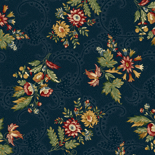 Marcus Fabrics Canton Quilting Circle Judie Rothermel Floral Navy
