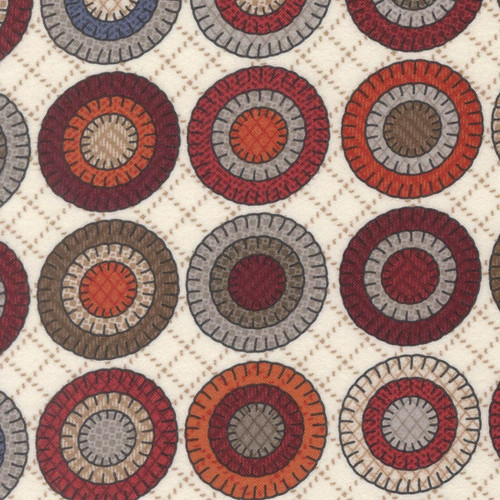 Moda Fabrics Prairie Gatherings Flannel Primitive Gatherings Cream Pennie Blooms Flannel