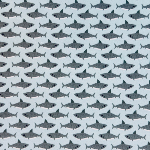 Dear Stella Fabrics Scuba Blue Jawsome Sharks Softie Fleece Wide Minky Fleece