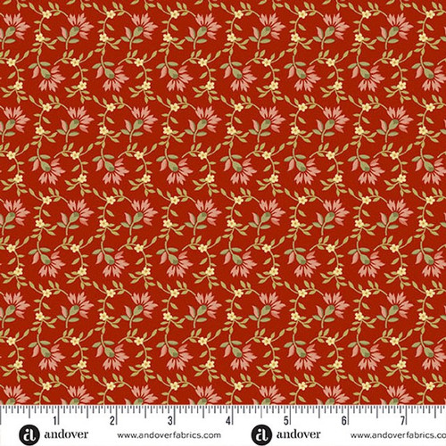Andover Fabrics Farmers Daughter by Laundry Basket Quilts Sweet Clover Red Rose