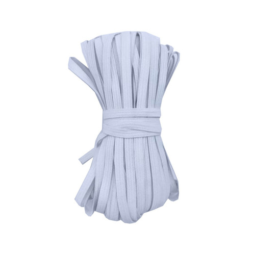 White Polyester Braided Elastic 0.25 Inches Wide