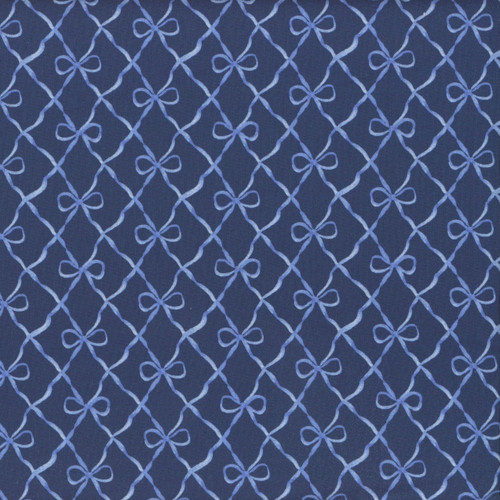 Blank Quilting Fabrics Bows and Blooms Navy Blue Bows Trellis