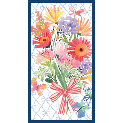 Blank Quilting Fabrics Bows and Blooms Cut Flowers Bouquet with Bows