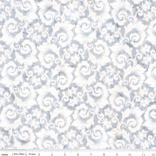 Riley Blake Fabrics Expressions Batiks Decorator Style Frost Grey Acanthus Scroll