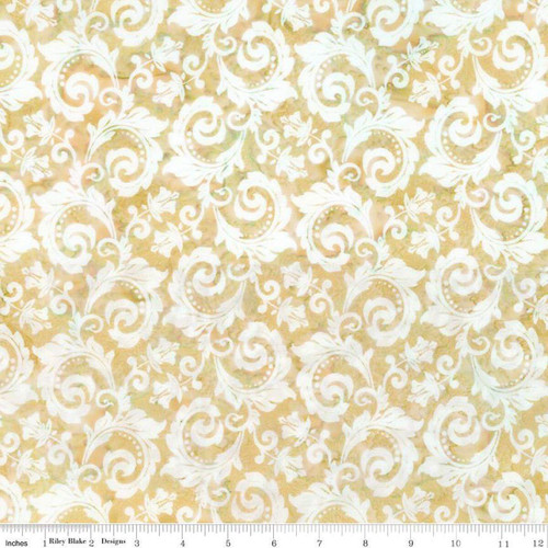 Riley Blake Fabrics Expressions Batiks Decorator Style Parmesan Cream Acanthus Scroll