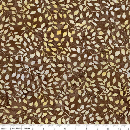 Riley Blake Fabrics Expressions Batiks Decorator Style Ginger Syrup Brown Leafy Vine