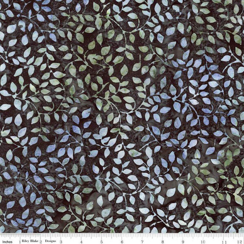 Riley Blake Fabrics Expressions Batiks Decorator Style Pebble Pastiche Brown Blue Leafy Vine