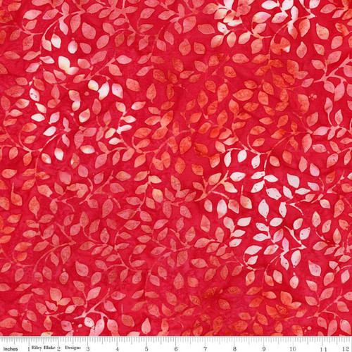 Riley Blake Fabrics Expressions Batiks Decorator Style Lipstick Red Leafy Vine