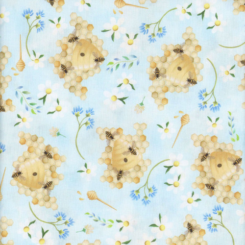 Benartex Fabrics Enchanted Spring Andi Metz Honeycomb Geo Blue