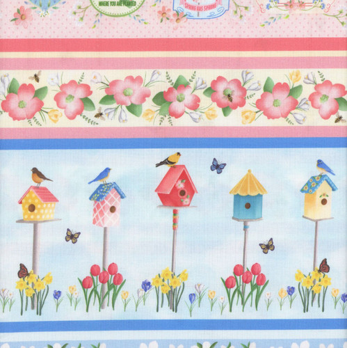 Benartex Fabrics Enchanted Spring Andi Metz Enchanted Spring Stripe Multi