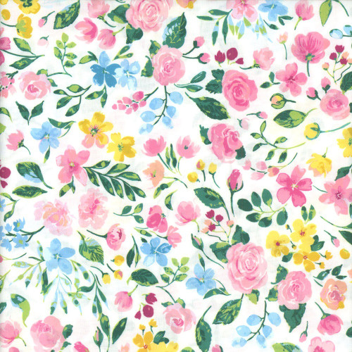Clothworks Fabrics Ethereal Garden Joanna Plucknett Mixed Floral White Pink