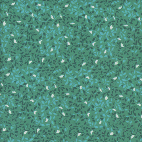 Clothworks Fabrics Ethereal Garden Joanna Plucknett Bird Vine Aqua Blue