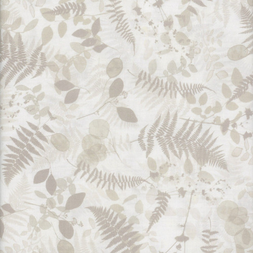 Clothworks Fabrics Naturescape Liz St Andre Ferns Light Taupe Grey