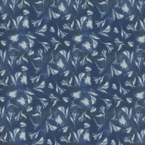 Clothworks Fabrics Naturescape Liz St Andre Alstroemeria Navy Blue