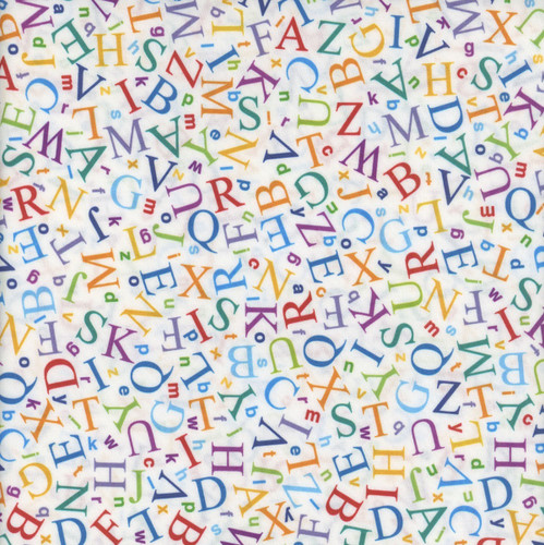 Clothworks Fabrics Amazing Alphabet Cindy Shake Design Letters Red Blue Yellow Orange Purple