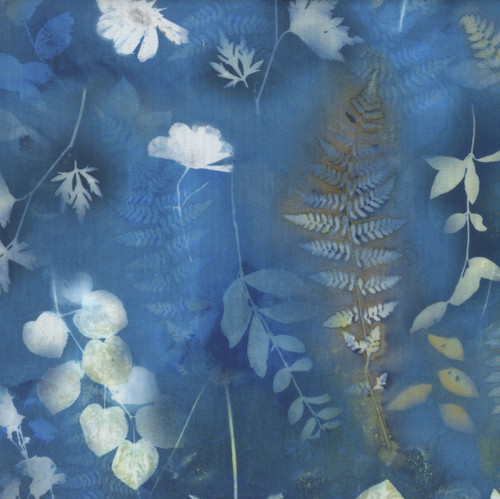 Clothworks Fabrics Naturescape Liz St Andre Large Botanical Dark Sky Blue