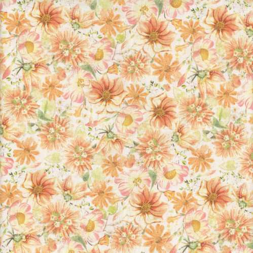 Clothworks Fabrics Hummingbird Days Katie Pertiet Packed Floral Yellow Orange