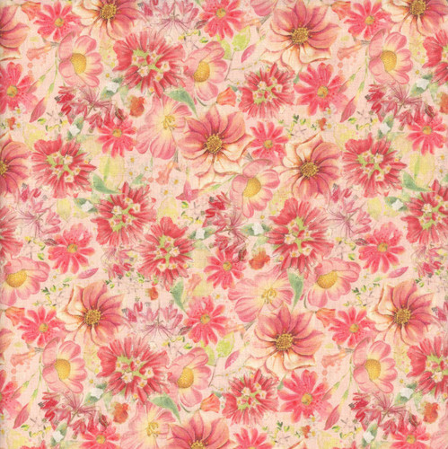 Clothworks Fabrics Hummingbird Days Katie Pertiet Packed Floral Pink Red