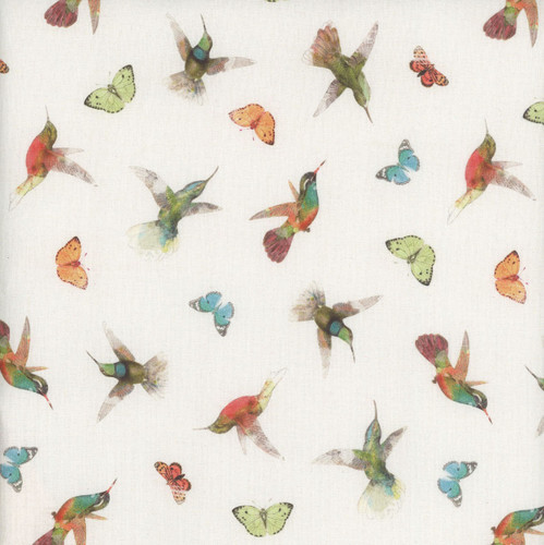Clothworks Fabrics Hummingbird Days Katie Pertiet Hummingbirds Cream