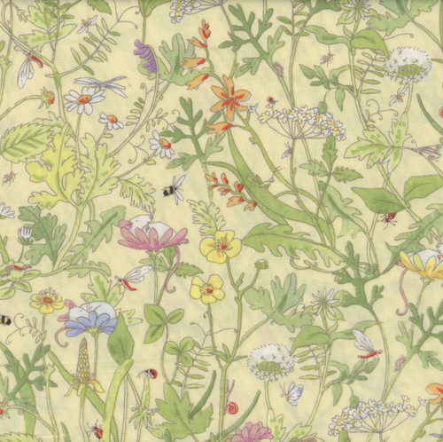 Clothworks Fabrics Mouseplay Anita Jeram Meadow Yellow Green