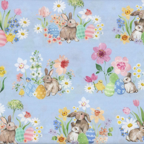 Clothworks Fabrics Spring Cheer Heatherlee Chan Toile Blue Pink Green