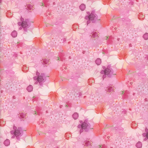 Clothworks Fabrics Spring Cheer Heatherlee Chan Daisies Pink