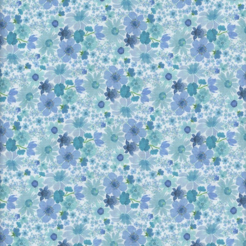Clothworks Fabrics Spring Cheer Heatherlee Chan Small Floral Blue