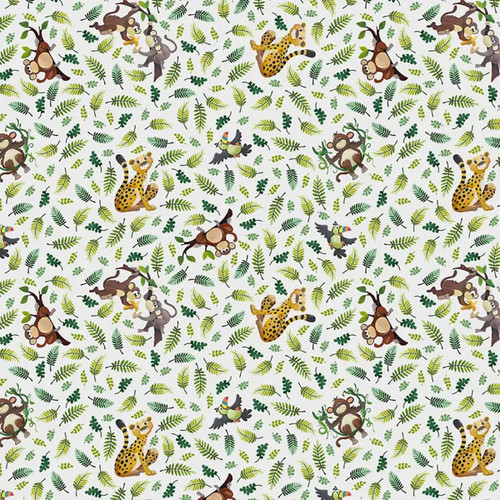 Clothworks Fabrics Jungle Friends Tossed Animals