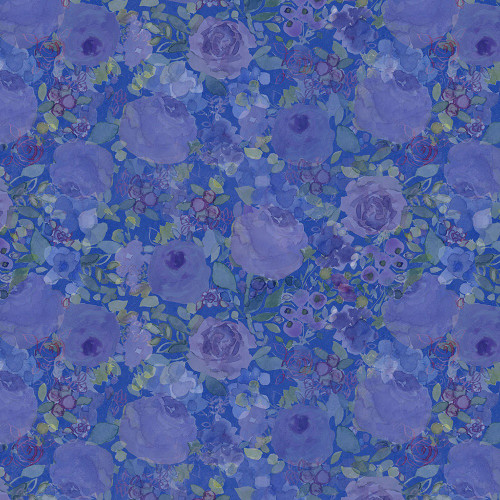 Clothworks Fabrics Fleur de Rose Sue Zipkin Night Bloom Blue Purple