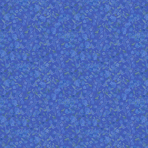 Clothworks Fabrics Fleur de Rose Sue Zipkin Forget-Me-Not Blue