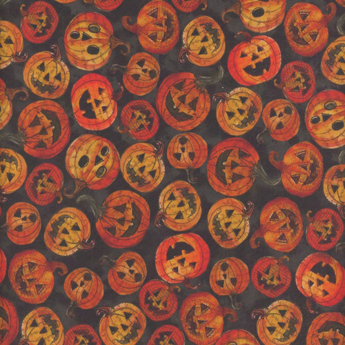 Clothworks Fabrics Emerald Hollow Sue Zipkin Pumpkins Black Orange