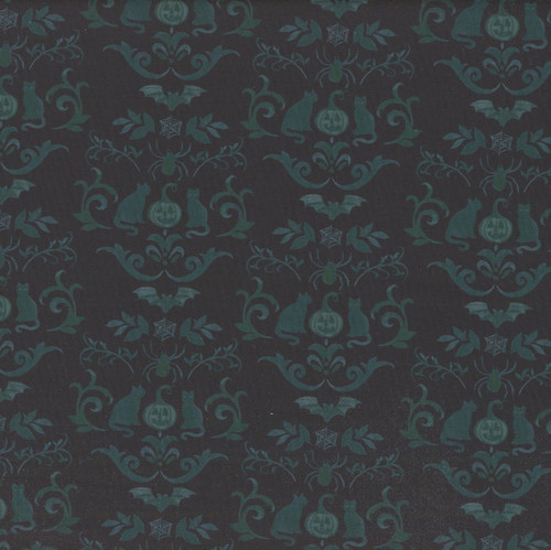 Clothworks Fabrics Emerald Hollow Sue Zipkin Damask Emerald Green Black