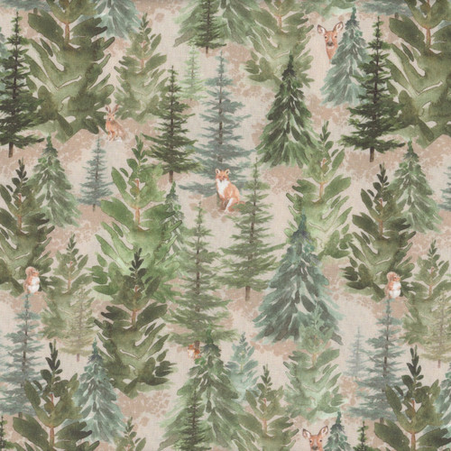 Clothworks Fabrics Woodland Way Beth Grove Forest Khaki Brown Green
