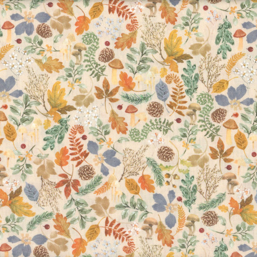 Clothworks Fabrics Woodland Way Beth Grove Foliage Khaki Brown