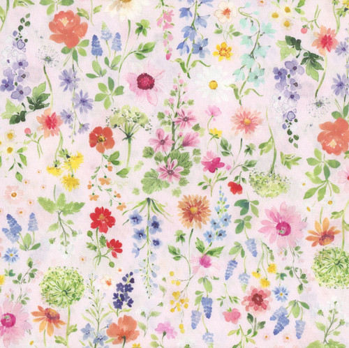 Clothworks Fabrics Sunlit Sonnet Heatherlee Chan Botanical Pink Green Blue