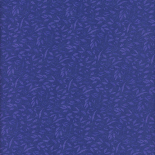 Lumin Fabrics White Owl Textiles Fundamentals Foliage Blurple Blue Purple, fabric with a dark purple background and small, scattered foliage pattern in lighter shades of purple and blue.