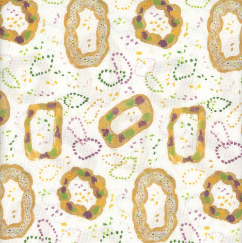 Dear Stella Fabrics Mardi Gras King Cake White