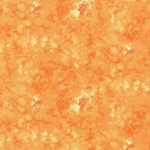 Timeless Treasures Fabrics Solid ish Watercolor Texture Solid-Ish Watercolor Texture Papaya, watercolor fabric with a textured, mottled orange and yellow watercolor pattern.