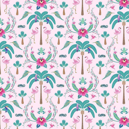 Dear Stella Fabrics Birds of a Feather Keep Palm And Carry On Pink