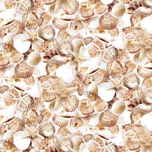 Timeless Treasures Fabrics Let Your Light Shine Packed Shells Shell