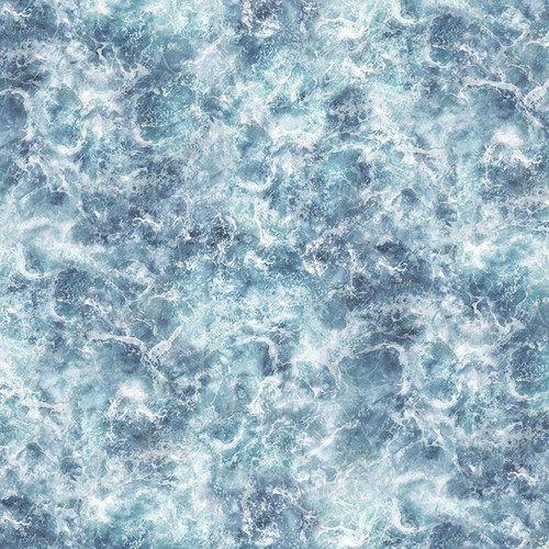 Timeless Treasures Fabrics Let Your Light Shine Water Ocean, water ocean pattern with waves and foam design.
