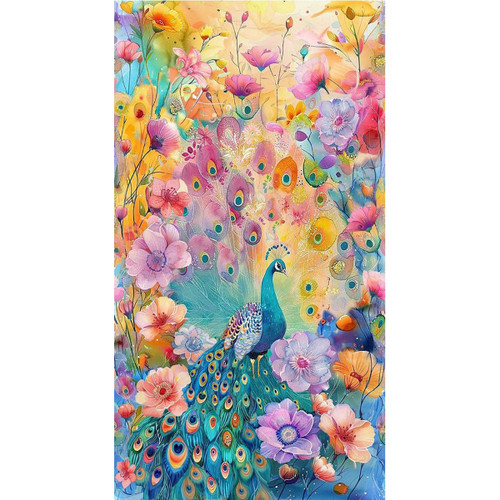 Timeless Treasures Fabrics Wild Beauty Peacock Floral Panel 24 Inch Multi