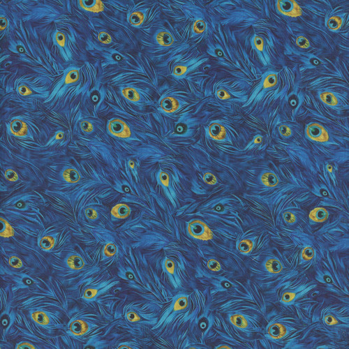 Timeless Treasures Fabrics Wild Beauty Packed Peacock Plumes Royal